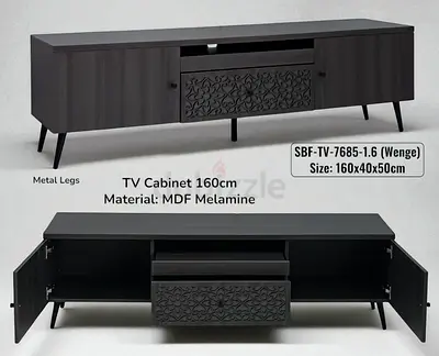 Stylish Wenge TV Cabinet with Metal Legs