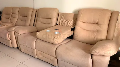 Comfortable Reclining Sofa with Drink Holders  wireless mobile charger