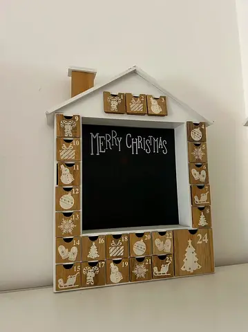 Wooden Advent Calendar - Merry Christmas Decoration