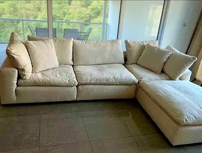 Marina home feather 🪶 filled sofa with footstool