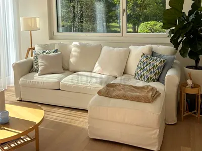 White Ikea gronlid L shape sofa bed with mattress