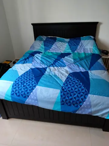 Queen Size Bed Set 2Nos in Blue and Green Pattern
