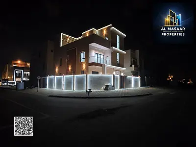 Modern corner villa for sale in Al Helio 2 – Ajman | 7 bedrooms + luxury roof terrace, price includes registration and ownership fees