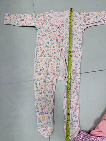 9 Pink floral footed sleepsuit, (approx 24 months)