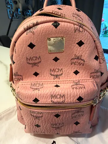 Pink MCM Backpack with Logo