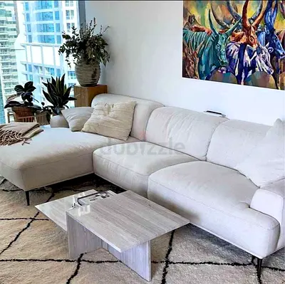 The Loom Collection L Shape Sofa Beige Good condition