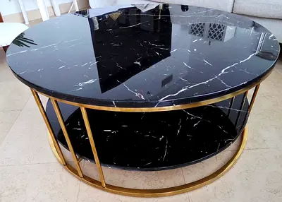 Elegant Round Coffee Table with Marble Top