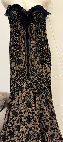 Black strapless lace mermaid evening gown