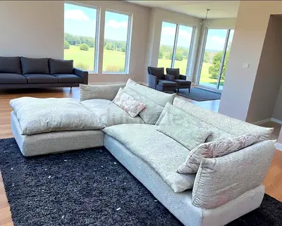 Marina home Leather sectional sofa with footstool