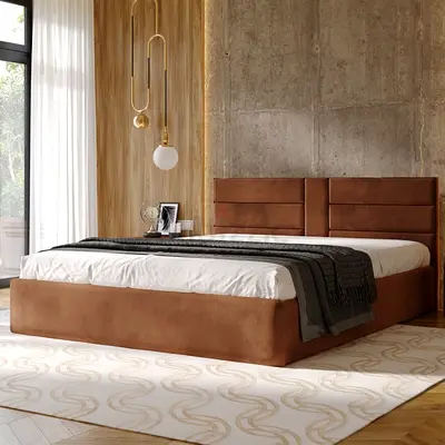 Brand New Brown Queen size bed frame family bed double bed Queen bed mattress good quality
