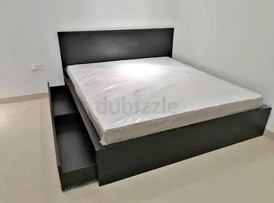 Malam queen size bed 160/200cm bed with 2 storage drawers underneath and Ikea mattress is available