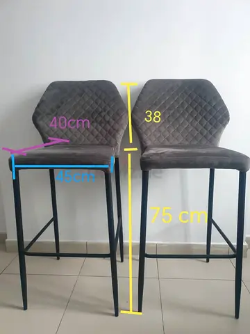 Pair of grey velvet bar stools Im selling — used, good condition