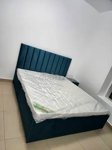 Stylish Velvet Bed with Mattress