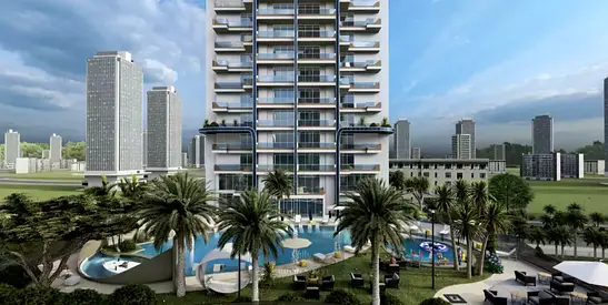 Modern Waterfront Living with Private Pools & Studio City Views in Jumeirah Village Circle