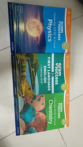 Set of 3 Cambridge IGCSE Exam Success Textbooks — Physics, Chemistry  First Language English
