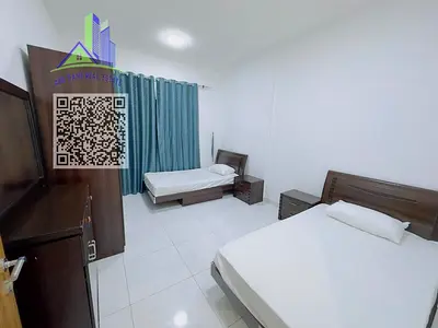 ايجار مفروش شهري  غرفتين صالة 5500 غرفة صالة 4000 استديو 3300 خلف ابراج فالكون الراشدية 2 قريب مخرج الشارقة وشارع محمد بن زايد