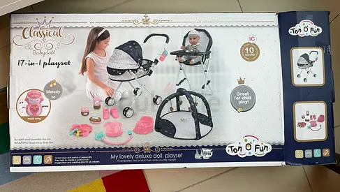 My Lovely Deluxe Girls Doll Playset - 17-in-1 Playset. With stroller and baby chair