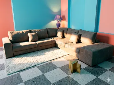 Natuzzi Brand feather 🪶 filled gray color corner sofa