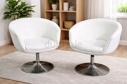 🔥 2 Modern White Leather Chairs – Great Deal