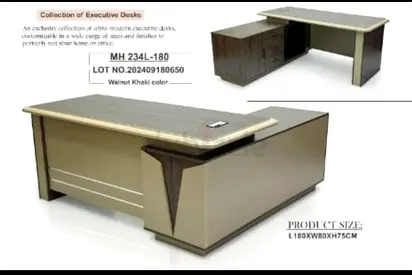Modern Executive Desk in Walnut Khaki Color