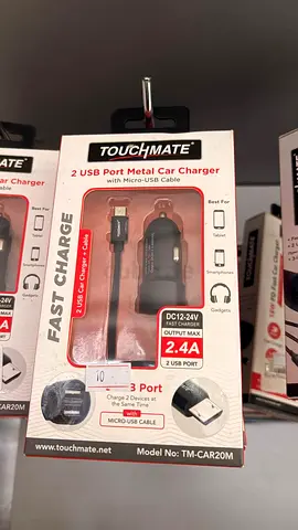 Touchmate 2-Port USB Metal Car Charger with Micro-USB Cable (2.4A) - Brand New