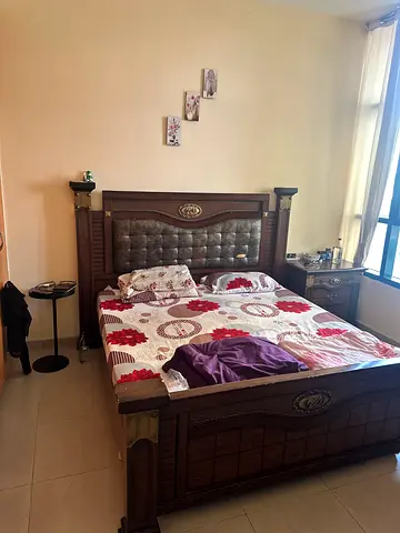 Elegant Wooden Bed with Mattress
