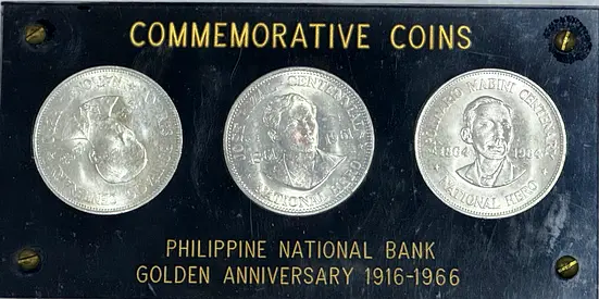 Philippines Silver coin 3 pieces 1966 78 grams 900 AED