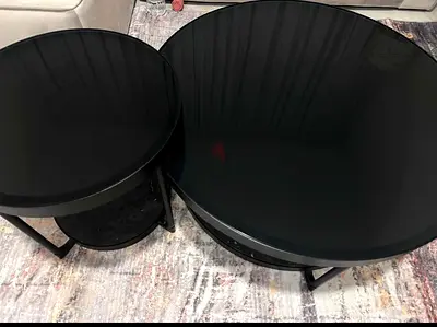 Use round glass-top IKEA table- both