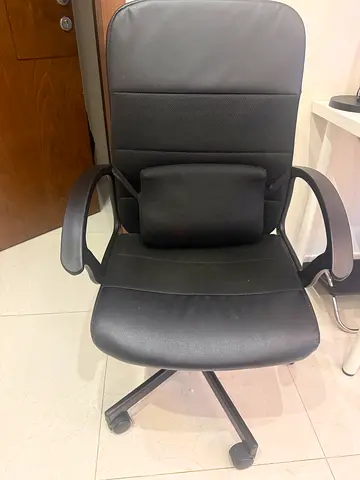 IKEA Renberget swivel chair with Bortberg Lumbar cushion