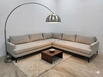 West elm andes dark beige corner sofa