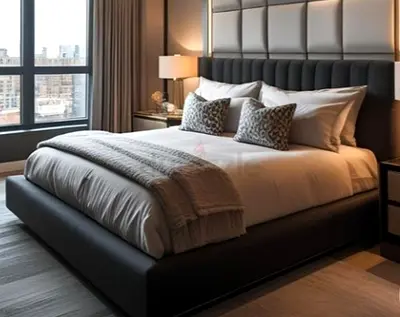 Super king size Elegant Modern Bed Frame with Plush Upholstery