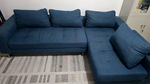 Comfortable L-Shaped Sofa in Blue