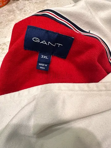 GANT Red and White Polo Shirt - Size 3XL