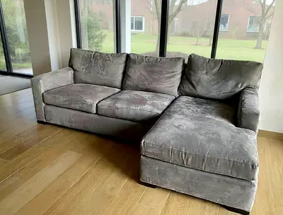Crate and Barrel axis feather filled sectional sofa