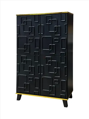 Stylish Black Storage Cabinet with Unique Design
