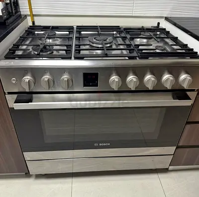 Bosch 90 X 60 Cm 5 Gas Burners Gas Cooker, Stainless Steel - HGK90VQ50M