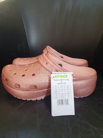 My Crocs Classic Platform Clog - Rose Gold Glitter, Womens W8 (New with tag) EUR 39/40