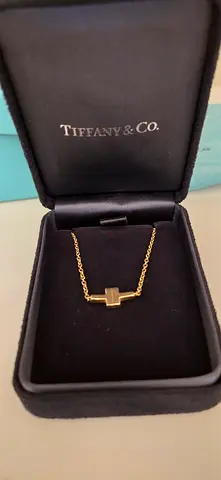 Authentic Tiffany  Co Double T Single-Chain Bracelet 18K Yellow Gold Au750 17cm with Box