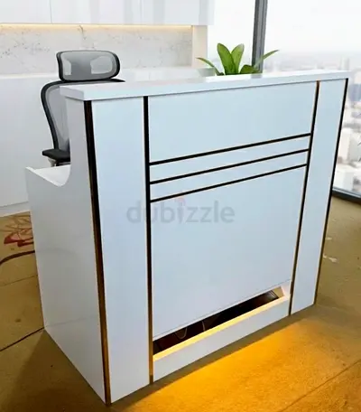 Modern White Reception Desk 120cm Glossy White