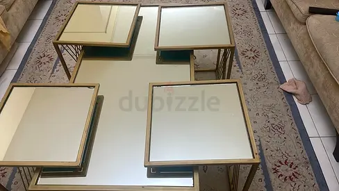 Stylish Mirrored Coffee Table Set