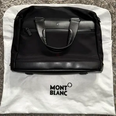 Montblanc Nightflight Leather-Trimmed Nylon Briefcase | Authentic Luxury Business Bag