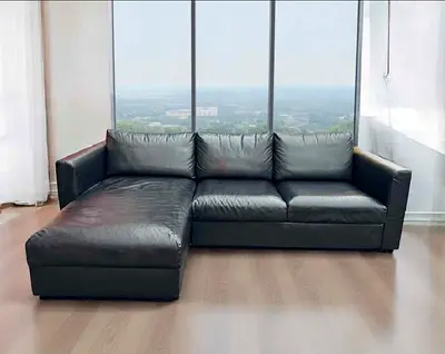 IKEA vimle black leather L Shape sofa
