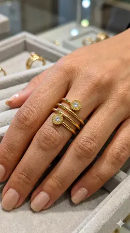 Elegant Set of Gold colors Rings with Sparkling Stones