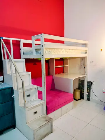 Loft Bed with Study Desk and Sofa