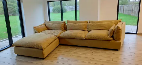 Marina home Leather L shape sectional sofa with footstool