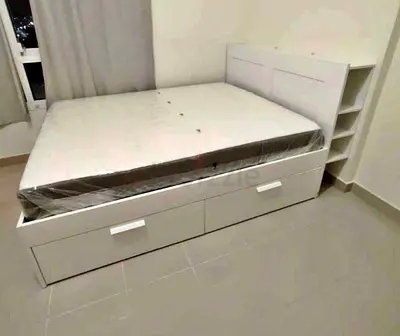 IKEA brimnessqueen size 160×200cm bed frame with headboard+ 4 big storage drawers with IKEA mattress