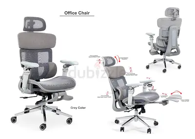 Ergonomic Gray Office Chair with legs rest best for work from home