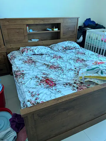 Wooden Bed Frame with Mattress