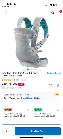 My Infantino Flip 4-in-1 Convertible Baby Carrier - Light Grey, last price