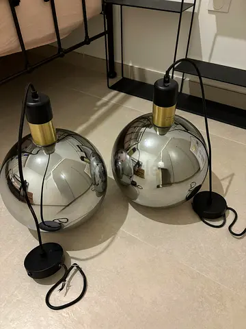 2 smoke grey ceiling lamps in excellent condition